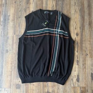 St. Andrews of Scotland Men’s Black Sleeveless Cotton Sweater Vest Golf Sz XXL